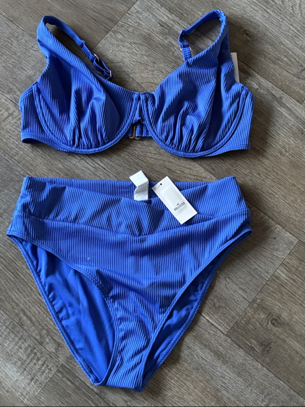 Hollister Ribbed Blue Two-Piece Bikini Set